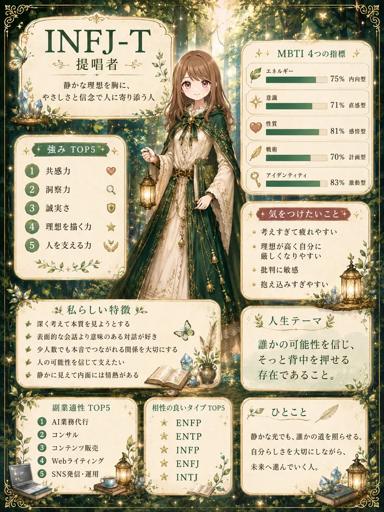 LunaのINFJ-T（提唱者）自己分析カード